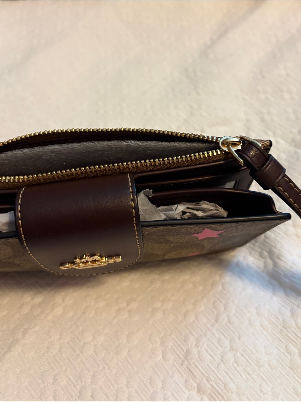 Coach Khaki Signature Disco Star Wristlet - Picture 3 of 7